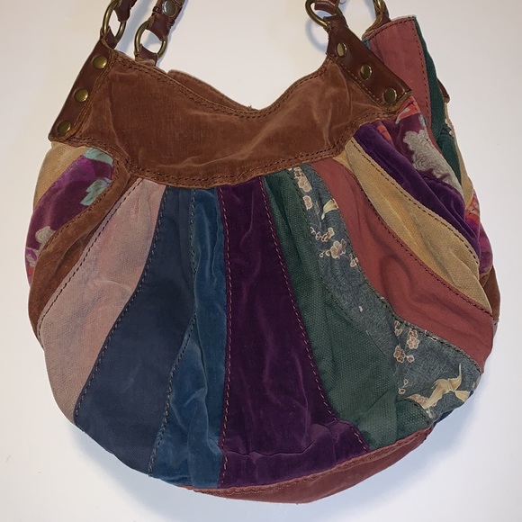 Lucky Brand Multicoloured Boho Leather and Textile Patchwork Hobo Purse - Picture 6 of 8